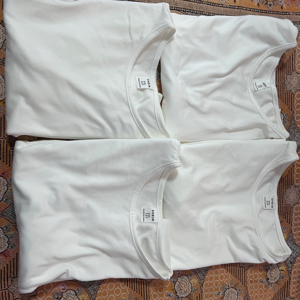 Set of 4 Classic White Crew Neck Tees